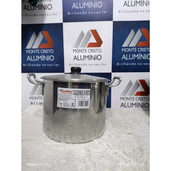 CALDEIRÃO REFORÇADO EM ALUMÍNIO POLIDO OU PRETO CRAQUEADO: ESCOLHA O TAMANHOS 24; 32 OU 36 CM.