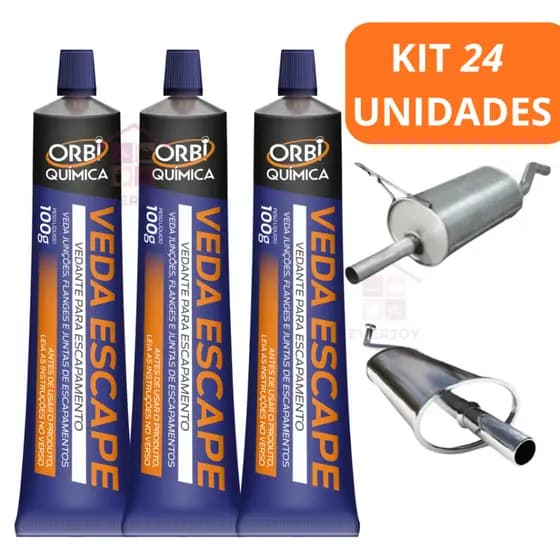 Kit 24 Cola Adesivo Veda Escapamento de Alta Temperatura Carro Moto Caminhão