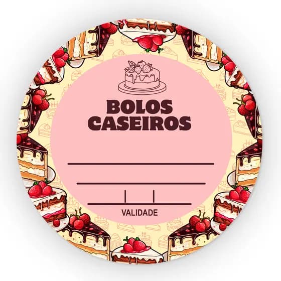 200 Etiquetas Adesivas Bolos Caseiros 4x4cm