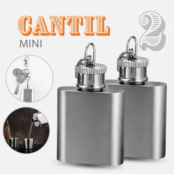 Cantil Inox 28ml Porta Whisky Tequila Licor Mini Garrafa de Bolso Chaveiro