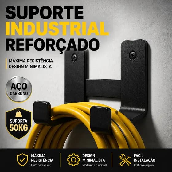 Suporte Multiuso Aço Carbono Gancho de Parede Reforçado Organizador Resistente