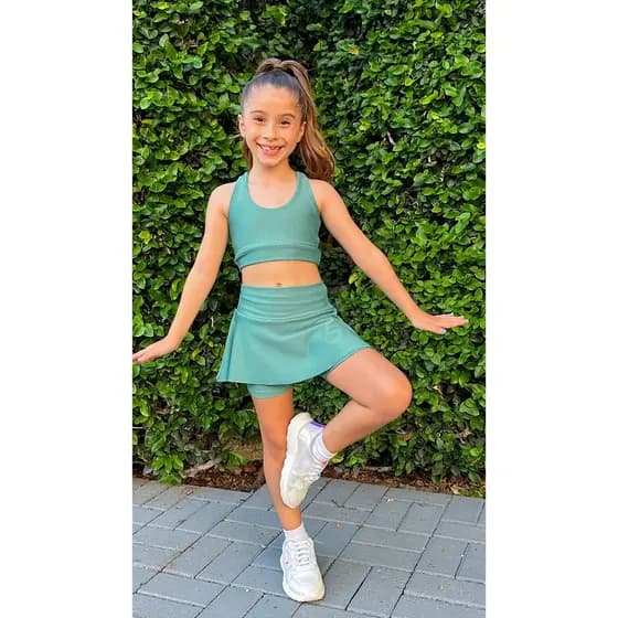 Conjunto Infantil Treinos Short Saia e Top Caminhada Exercicio