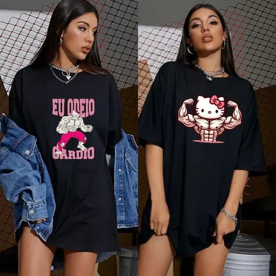 Kit 2 Camisetas Femininas de Treino | Blusa Fitness Corrida Academia Crossfit Dry Rápida Secagem