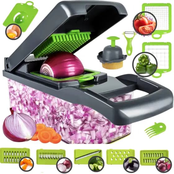 Fatiador Cortador Ralador De Legumes e Frutas 16 em 1 Multifuncional Aço Inoxidável