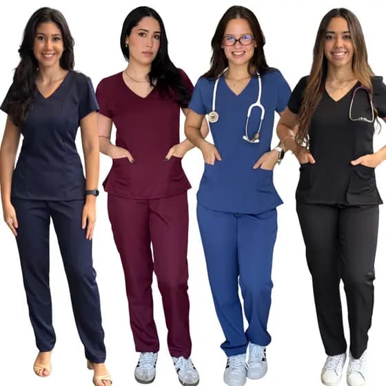 PIJAMA CIRURGICO SCRUB FEMININO DECOTE V TECIDO DE TWOWAY
