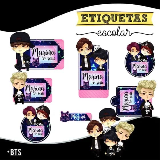 Kit de etiquetas escolares personalizadas – 62 etiquetas