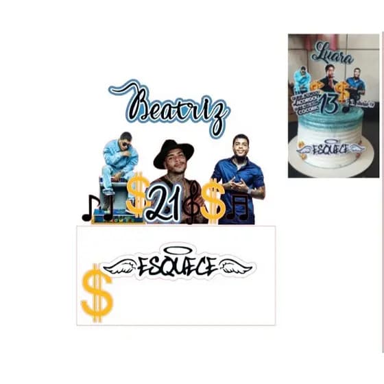 Topo de bolo personalizado, tema: MC Kevin