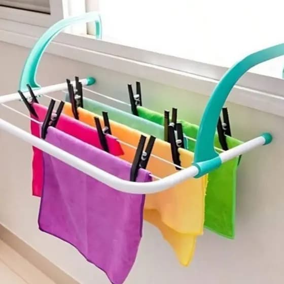Varal Portátil Dobrável de Janela Porta Roupa Íntima Dobrável Multiuso Ideal para Apartamento