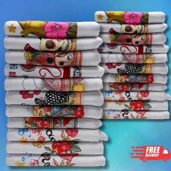 Pano De Prato Estampado Com Bainha Estampas Variadas