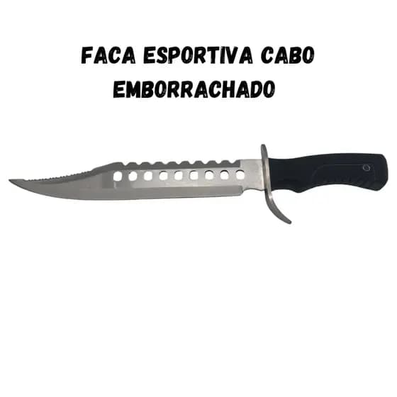 Faca Esportiva Grande com Bainha Cabo Emborrachado (área de corte 28cm) - 1772