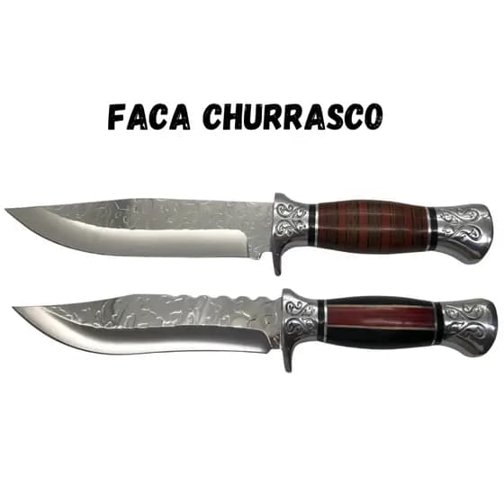 Faca Churrasco Caça e Pesca Cabo Artesanal em Madeira, Aço Inox - 1898