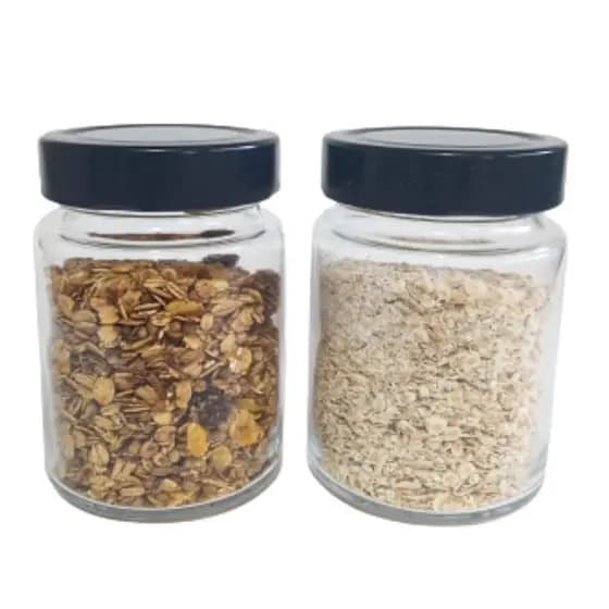 2 Potes de Vidro para Mantimentos 400ml com Tampa de Alumínio