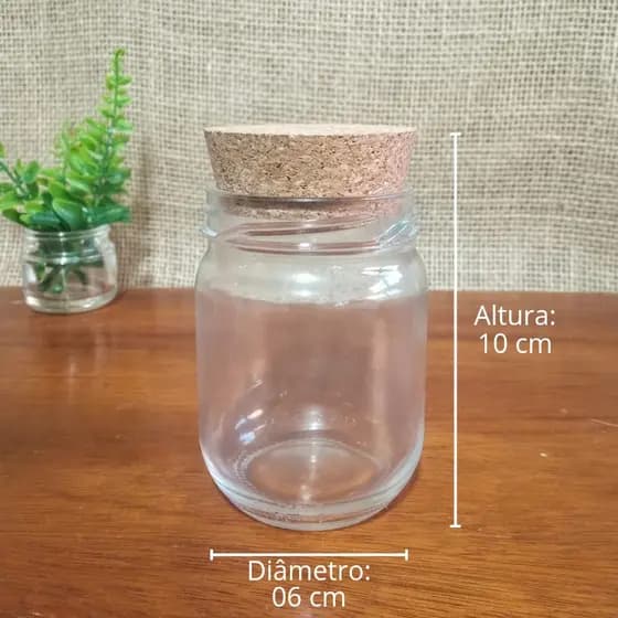 Kit 12 Potes de Vidro 200ml com Rolha Artesanato Lembrancinha Velas Aromáticas Condimentos