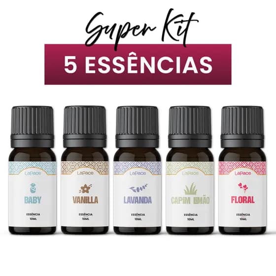 Kit 5 Essências Para Aromatizador e Difusor Elétrico a Base de Agua 10mL Lapace