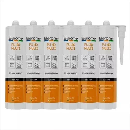 Pu40 Multi Selante P/ Marmore E Pedras Geral 400g Kit 6 Und Cinza