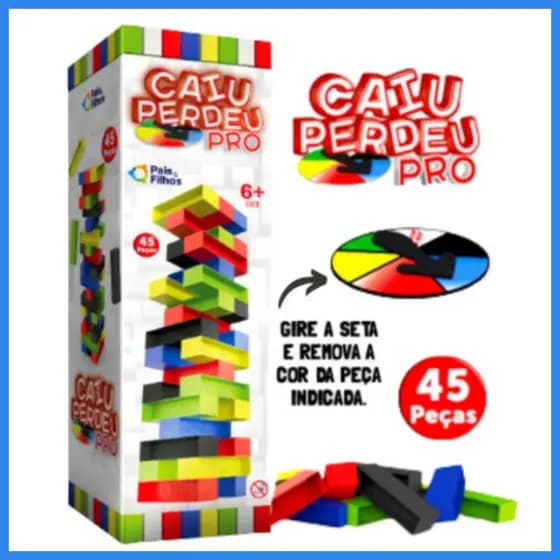 Jogo Torremoto Maluco ou Caiu Perdeu Brinquedo de Desafio Equilíbrio Coordenação Motora