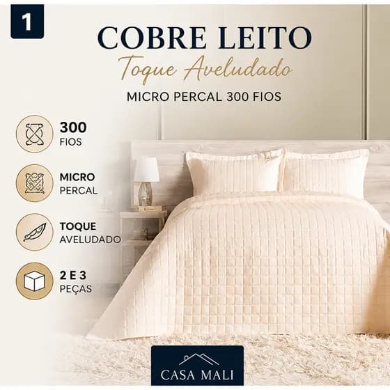 Cobre Leito Percal 300 Fios Toque Aveludado e Macio Colcha Casal Queen King Solteiro 2 e 3 Peças