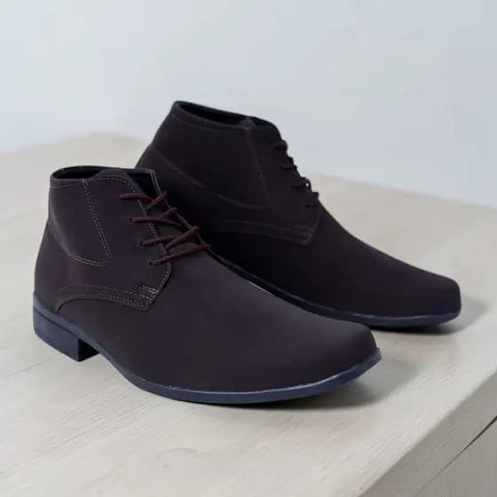 Bota Botina Social Masculina Couro Country Básica Cano Alto Nobuck Ref 1090