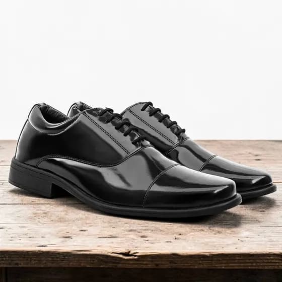 Sapato Social Militar Verniz Confortável Estiloso Elegante Ref 12010