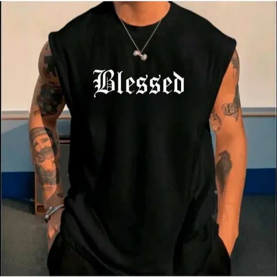 Regata Machão Blessed Camisa Cavada Algodão Masculina Casual Treino Esporte Casual