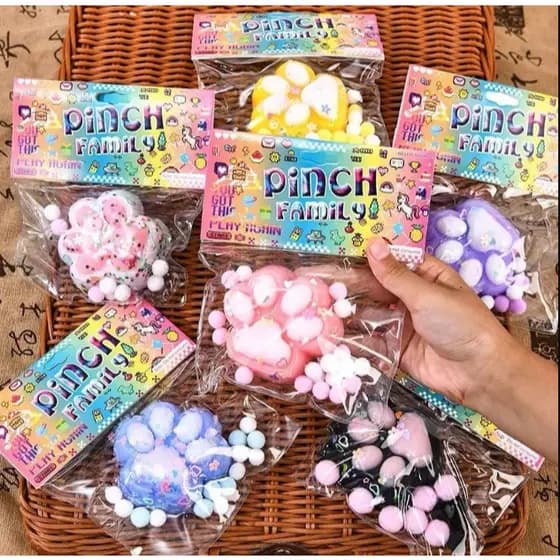 Brinquedos Squishy Patinha de Gato Pintinho Kawaii Soft Squeeze Com Bola para Alívio De Estresse