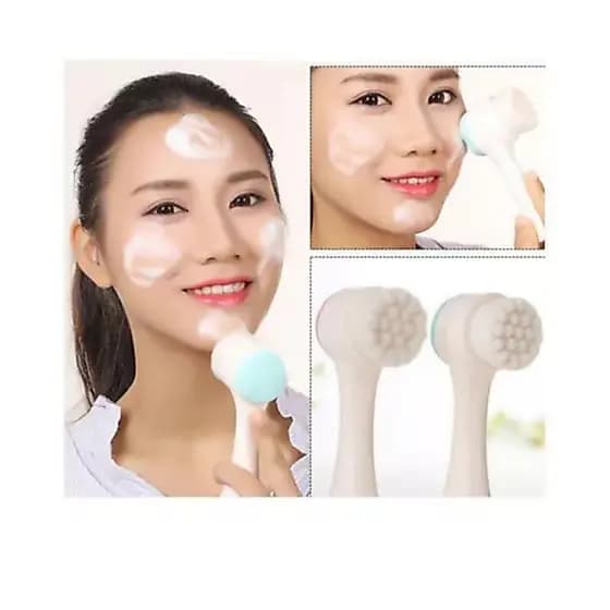Escova de limpeza de silicone dupla face, escova de limpeza de fibra