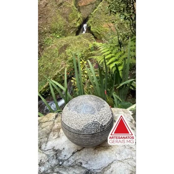 BOLA PORTA JÓIA NATURAL 10CM PEDRA SABÃO