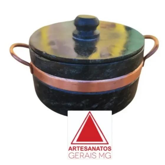 Panela Pedra Sabão N°1 (800ML),Com alça de Cobre