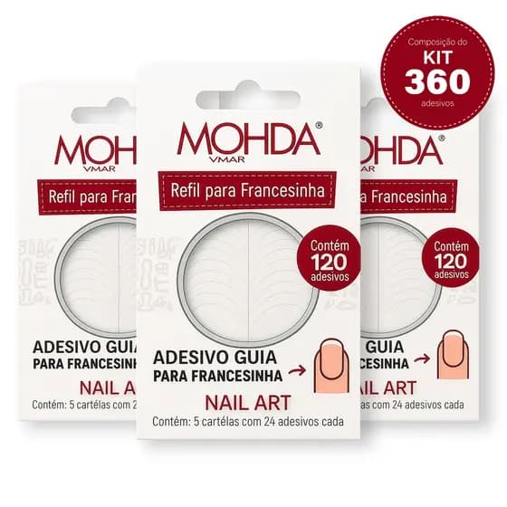 Kit Adesivo Guia Molde Francesinha Esmalte Gel 360 Unidades Nail Art Profissional Manicure Salão