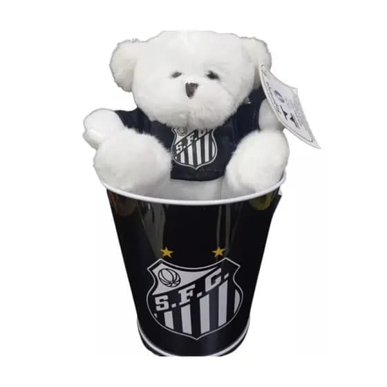 URSO SANTOS FUTEBOL CLUBE PELÚCIA ORIGINAL DENTRO DO BALDE OFICIAL DO CLUBE