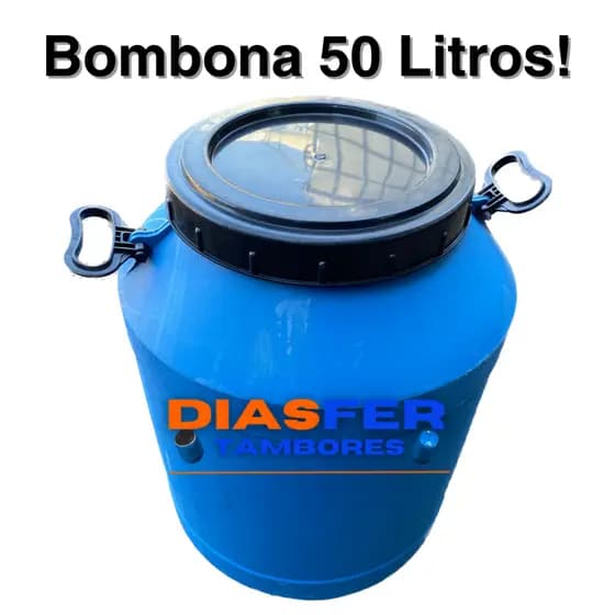 Tambor 50 Litros, Barrica, Bombona, Tonel Plastico para Reuso Tipo Leiteira Tampa Removivel Redonda Armazenar Ração