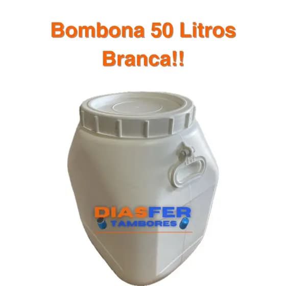 Bombona 50 Litros Branca Formato Retangular, Tambor, Contentor, Reservatorio, Barrica. Higienizada, ideal para ração