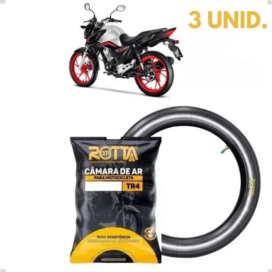 Kit 3 Camara De Ar Traseira Moto Aro 18 Titan/CG 125 150 160