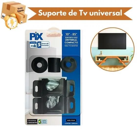 Suporte Universal Metal Fixo REFORÇADO - Smart TV LED LCD Parede Painel - 10 a 85 Polegadas