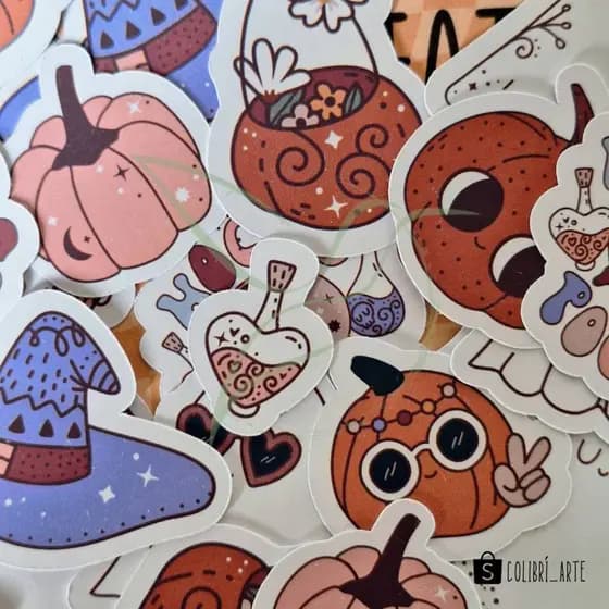 Adesivos Stickers Fantasmas Scrapbook Halloween hippie Groovy Journal/Penpal/Colagem 33 pçs