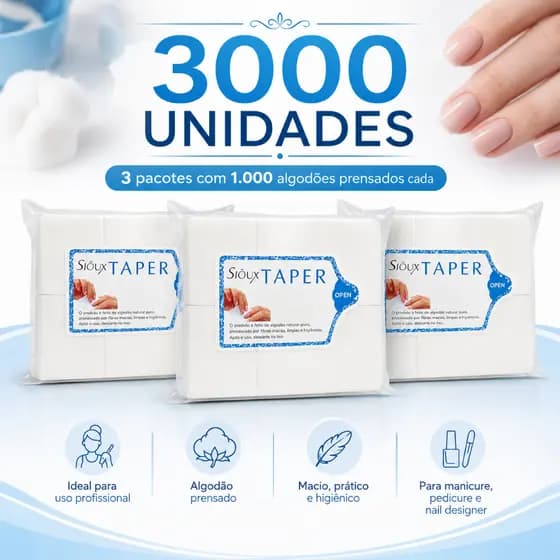 Algodão Prensado para Unhas – 3000 Unidades para Limpeza Profissional
