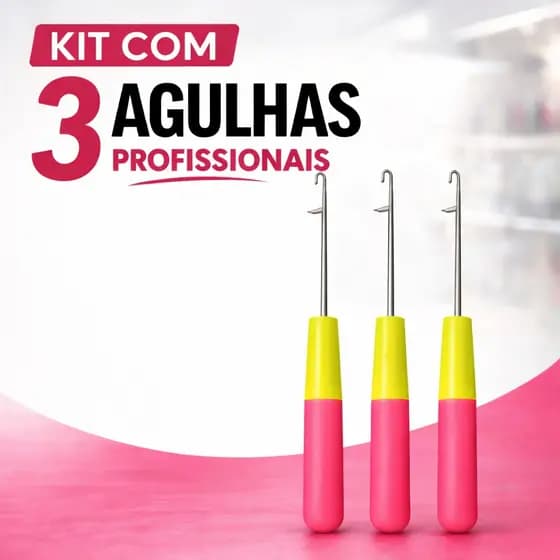 03 Agulhas Trava Gancho Para Crochet Braids Mega Hair