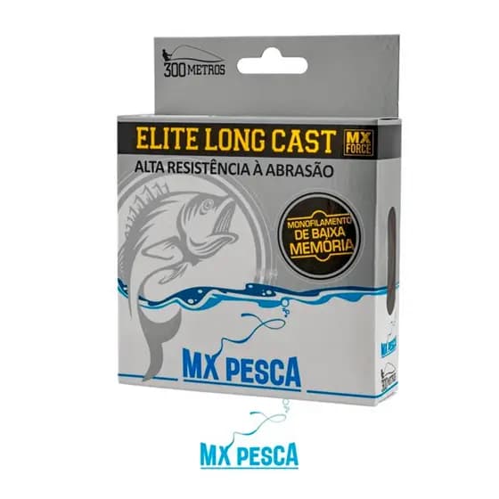 Linha MX Pesca MX Elite Long Cast 300m Monofilamento Transparente 0.18mm 4.57kg