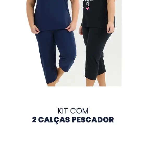 Kit com 2 Calças Pescador Plus Size Curve em Malha 100% Algodão BeBlast