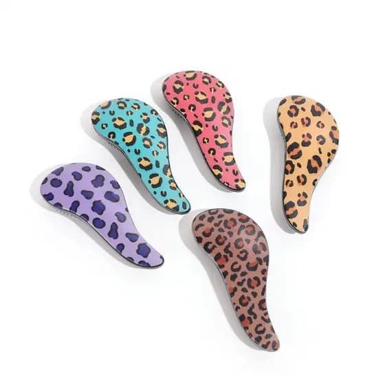 Escova Desembaraçadora de Cabelo com Estampa de Leopardo para Uso em Cabelo Molhado e Seco, Pente de Massagem Anti-Emara