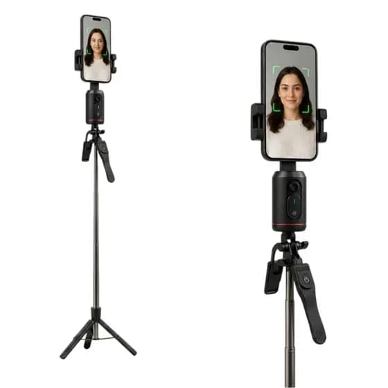 Tripé para Celular com Rastreamento Facial 360° Bluetooth Suporte Inteligente para Live e Vídeos
