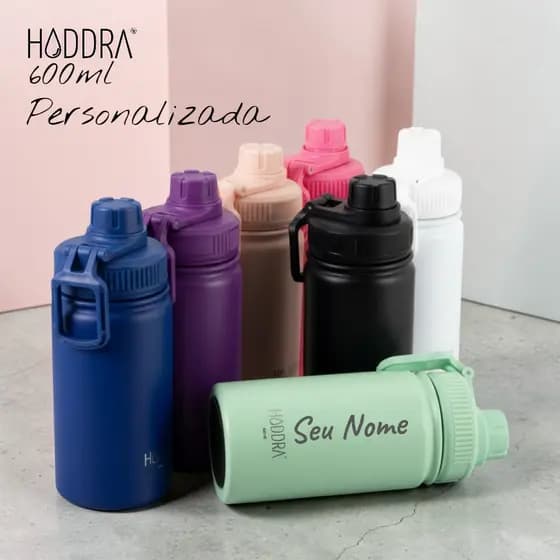 Garrafa Térmica Pequena 400ml com Alça Aço Inox 18/8 Tampa Rosca Anti Vazamento Academia e Viagem