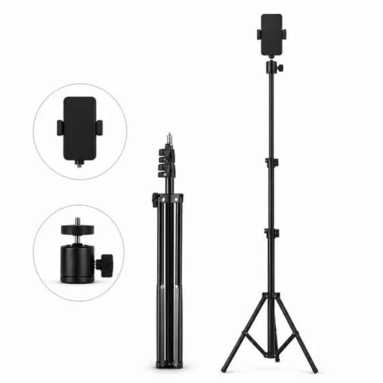 Tripe para Celular Profissional Completo Ajustável até 2.1m Clip+Ballhead Para Vídeo Live
