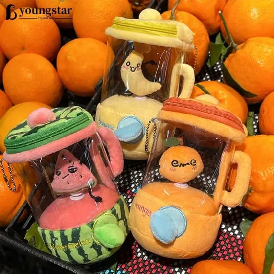 YOUNGSTAR Dos Desenhos Animados Espremedor De Frutas Brinquedo De Pelúcia Melancia/Laranja/Banana Saco Pingentes Liquidi