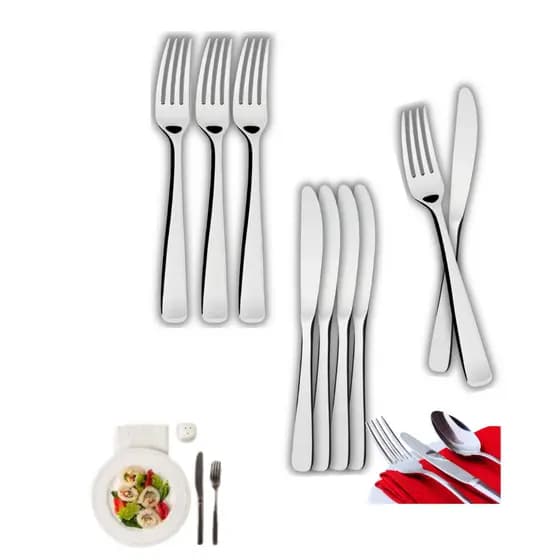 Jogo Talheres Inox 120 / 74 Peças – Garfos e Facas para Cozinha Restaurante