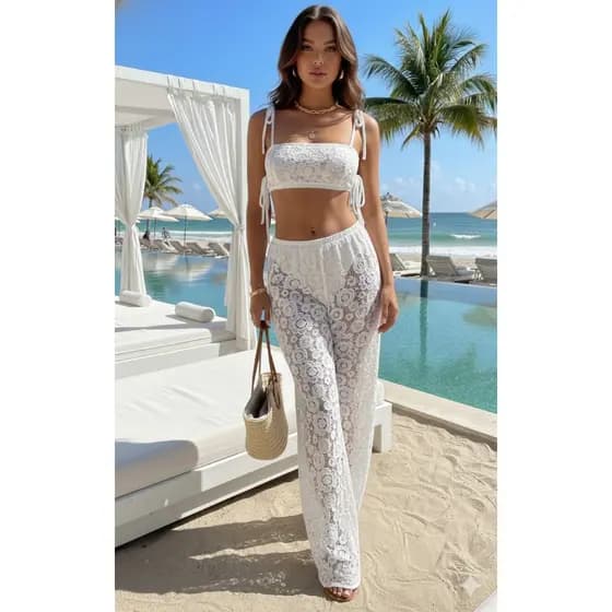 Conjunto Saída de Praia Melinda Renda Moda Praia Verão