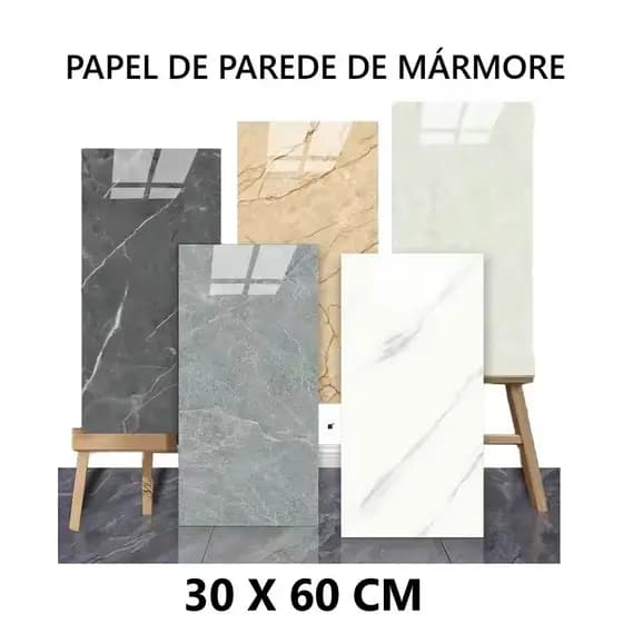 Papel de parede em Placas 3D Auto adesivas Efeito Mármore 30x60CM KIT com 10 ou 5 - Lavável Envio Rápido