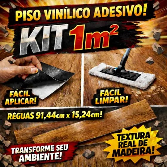 1m² Adesivo de Piso Madeira Moderno Antiderrapante Lavável 91,4x15,2cm vinílico