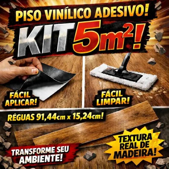 5 m² Adesivo de Piso Madeira Moderno Antiderrapante Lavável 91,4x15,2cm vinílico