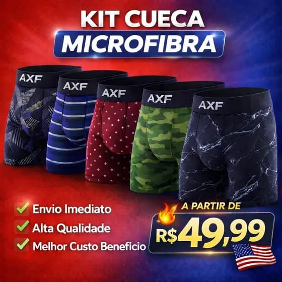 Kit Com 10 Cuecas Boxer Masculina